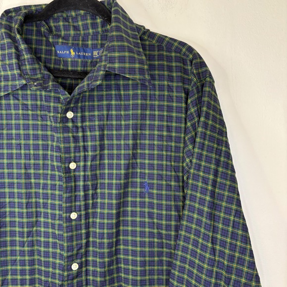 Ralph Lauren Other - Ralph Lauren Mens 2XLT Button Down Shirt Blue Green Plaid‎ Tall Long Sleeve